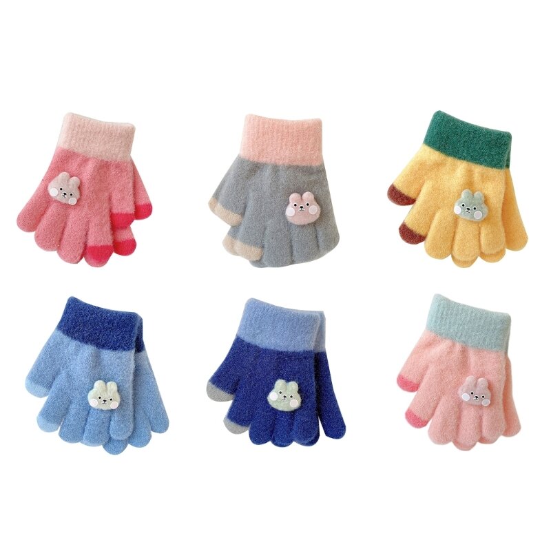Rękawiczki zimowe dla dzieci Chłopcy i dziewczęta Rękawiczki dzianinowe Rękawiczki pełnymi palcami Wiatroszczelne zimowe