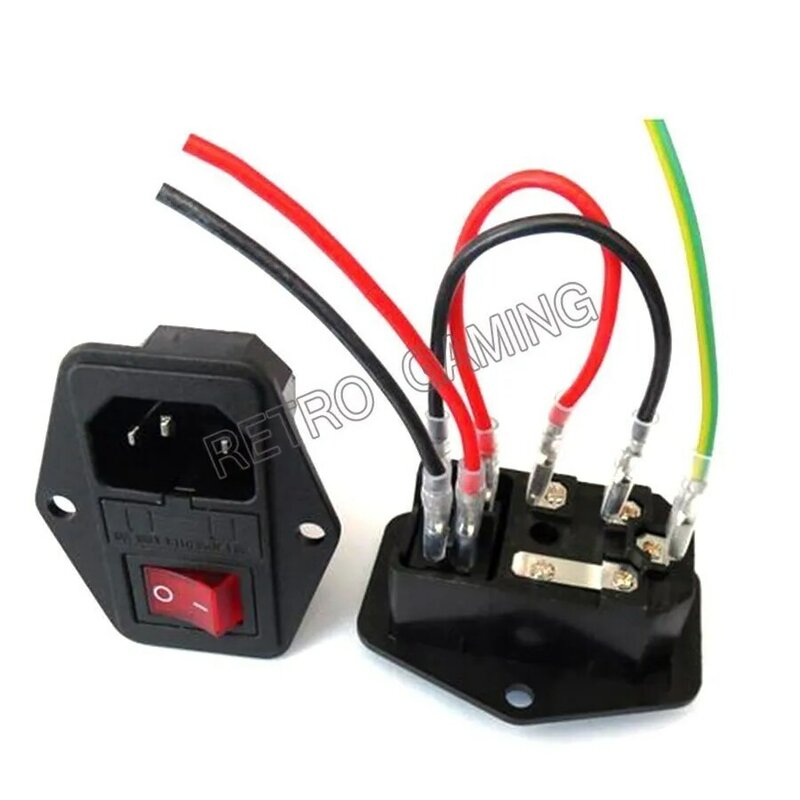 ON/OFF Switch Socket with Female Plug for Power Supply Cord Jamma Arcade Machine IO Switch with Fuse