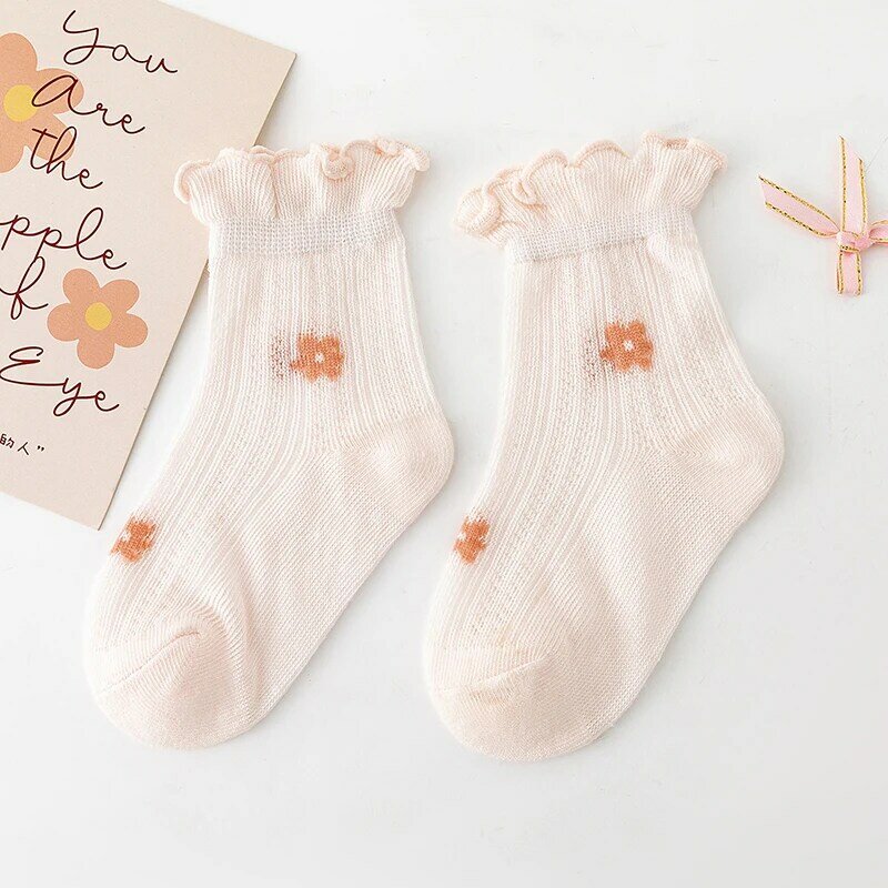 Maluch Baby Girl Vintage Ankel koronkowe skarpety maluch falbany casualowe skarpetki plisowane miękkie bawełniane skarpetki cienka siatka