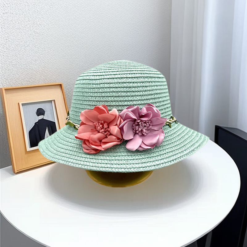 Комплект из двух предметов универсальные летние предметы для детей купольная шляпа от солнца + сумка через плечо с милыми цветами Ins товары ручной вязки