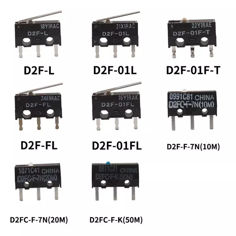 Omron-Original Micro Switch Mouse, Micro Switch, Viagem Pequena, Original, Genuíno, 3-Pin, D2F, D2F-F, D2F-T, 01FL, 01L, 10m, 20m de K, 50m