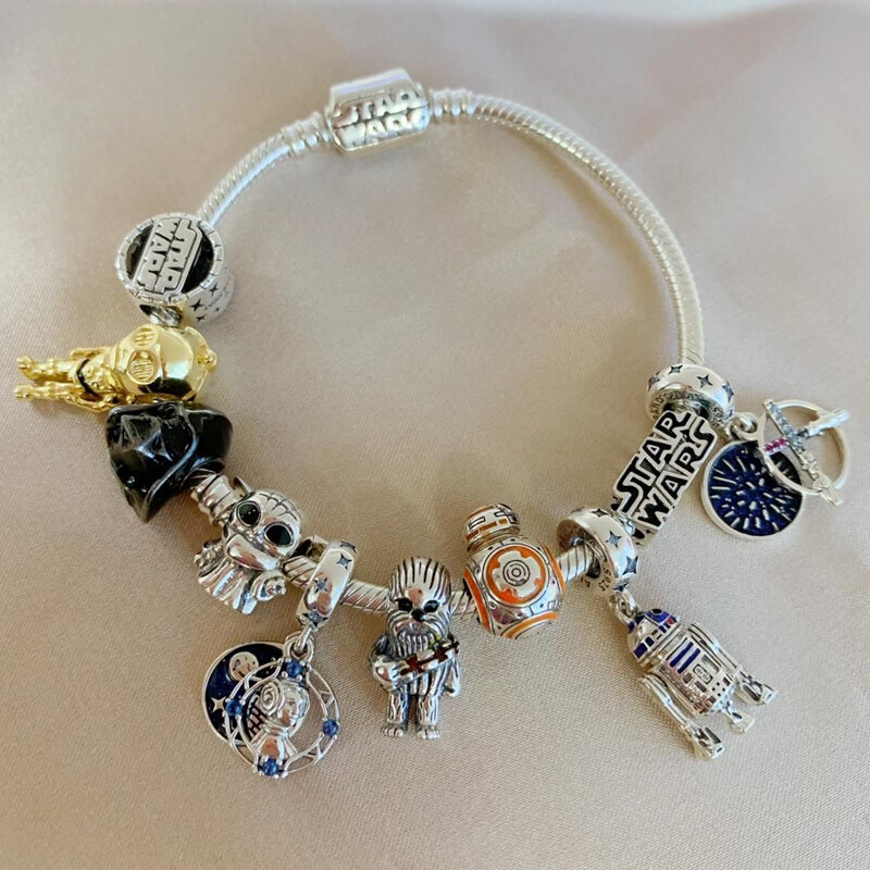 Hot Sale Disney The Mandalorian Charm Star Wars Beads Fits Original Pandora Woman Bracelet Star Wars Plata De Ley Diy Jewelry