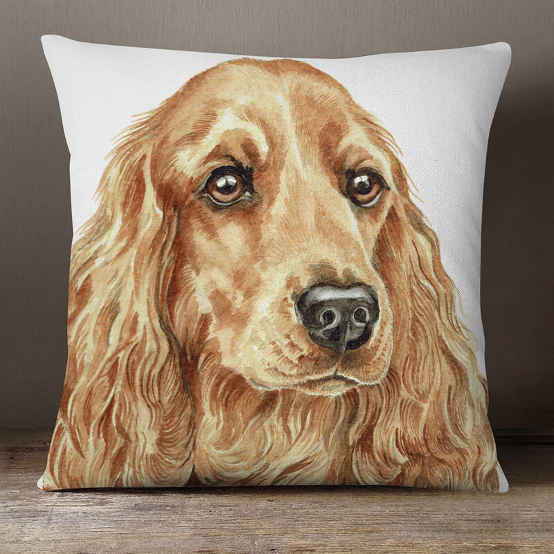 Hand Painting Dogs Posters Polyester Linen Cushion Covers Red Dachshund Schnauzer Sheepdog Poodle Dog Sofa Car chair Pillow case