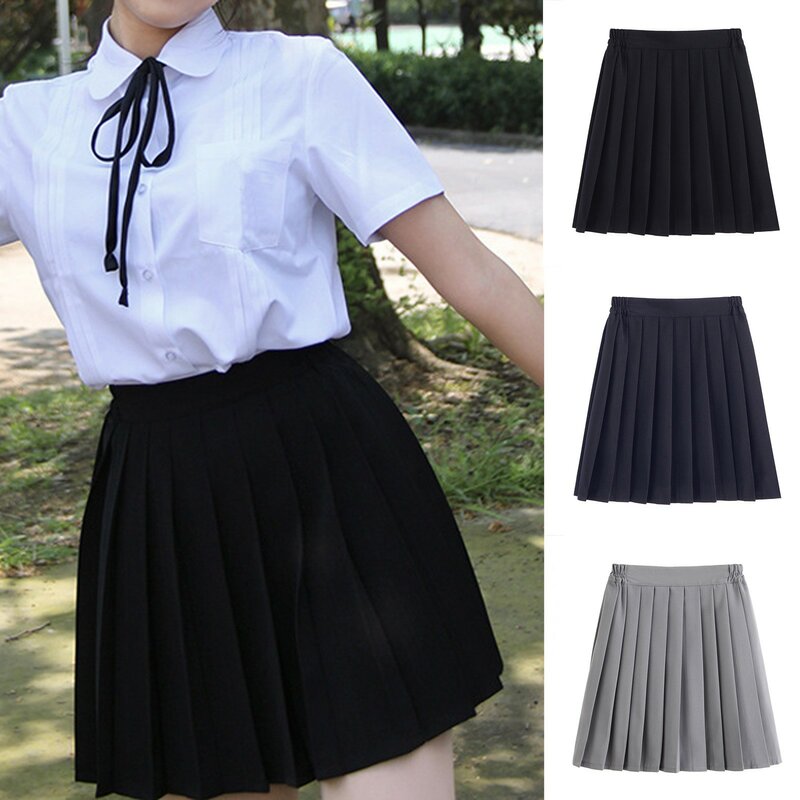 Sexy Frauen Falten röcke hohe Taille Sommer Vintage Miniröcke koreanische Mode einfarbig Schul stil Temperament halben Rock
