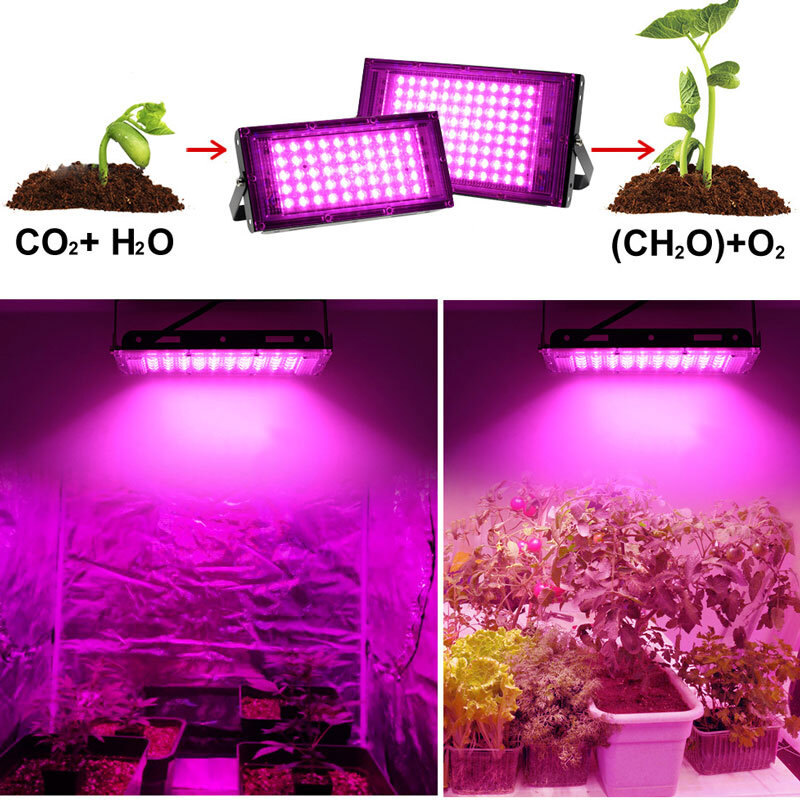 LED Grow Light Phytolamp para Cultivo Interior Flor, Lâmpada Crescente de Plantas, Luzes Pretas, Espectro Completo, 50W, 100W, 200W, 300W, UE