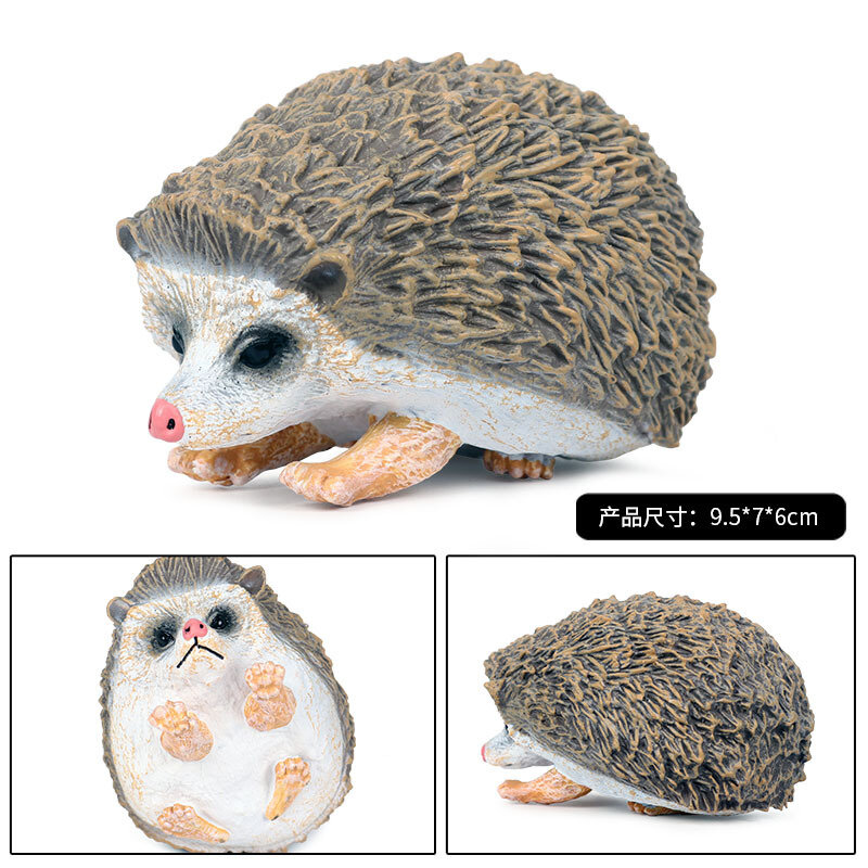Sólida simulação selvagem animal modelo brinquedo, ouriço ornamentos