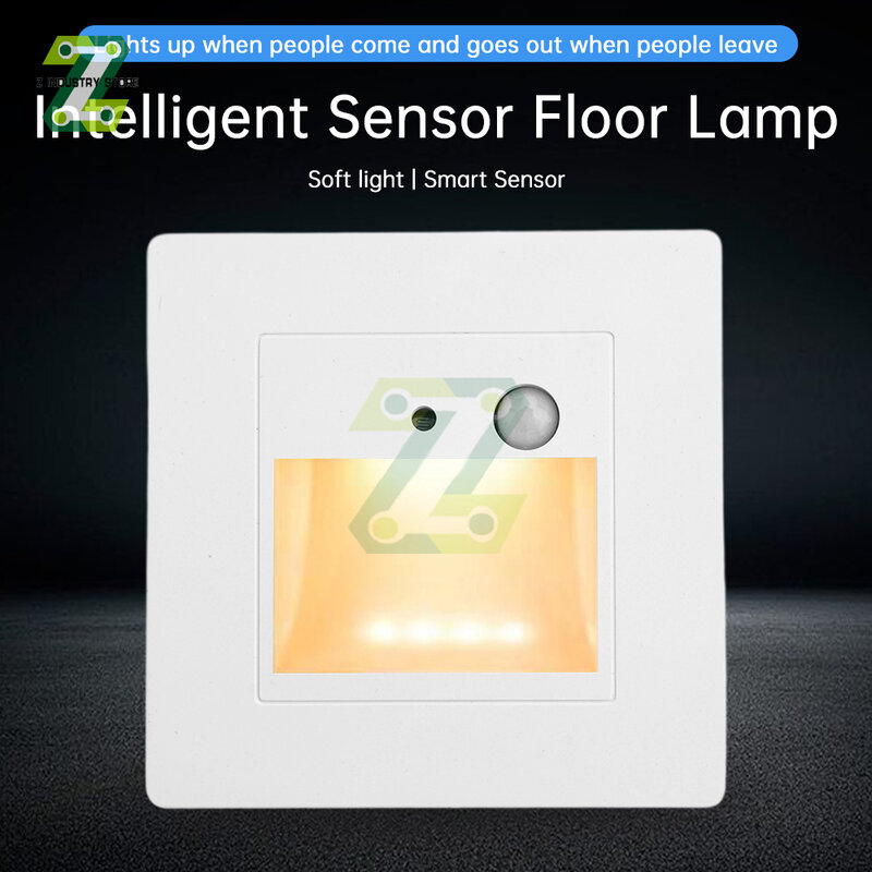 Lâmpada infravermelha do sensor do corpo humano, AC180V-240V, luz 3000K morna, 86x86mm, lâmpada fotossensível do atraso, canto do corredor