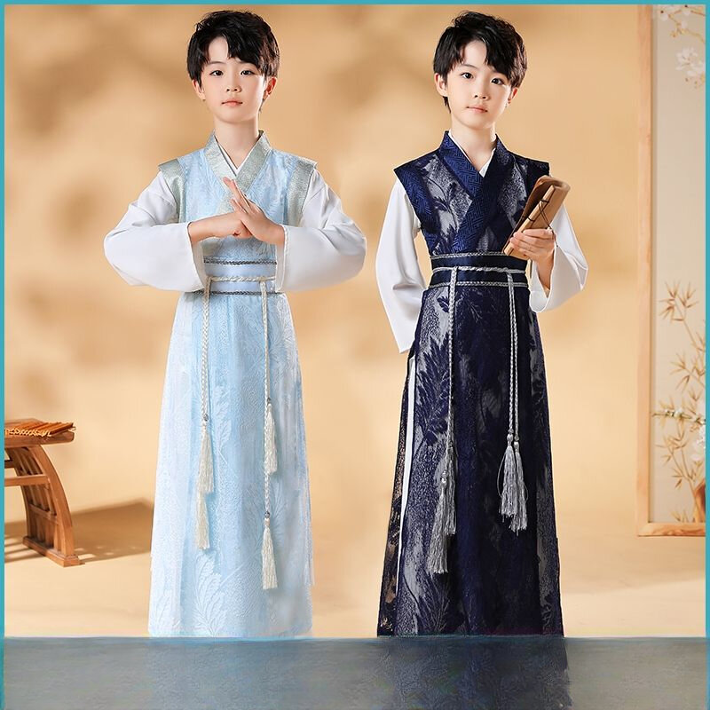 chinese Folk Dance new year clothes traditional hanfu for Boys child modern kids dragon dress ancient Stage Carnival costume