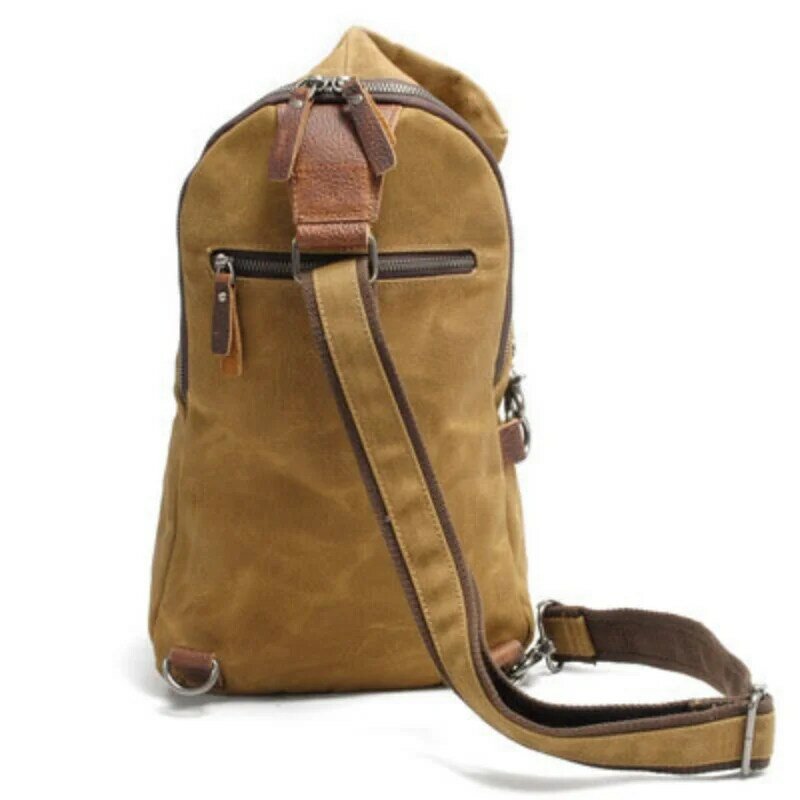 Chikage Personality Waterproof Man's Bag Vintage Large Chest Bag Canvas Shoulder Bag Simple Leisure Unisex Crossbody Bag