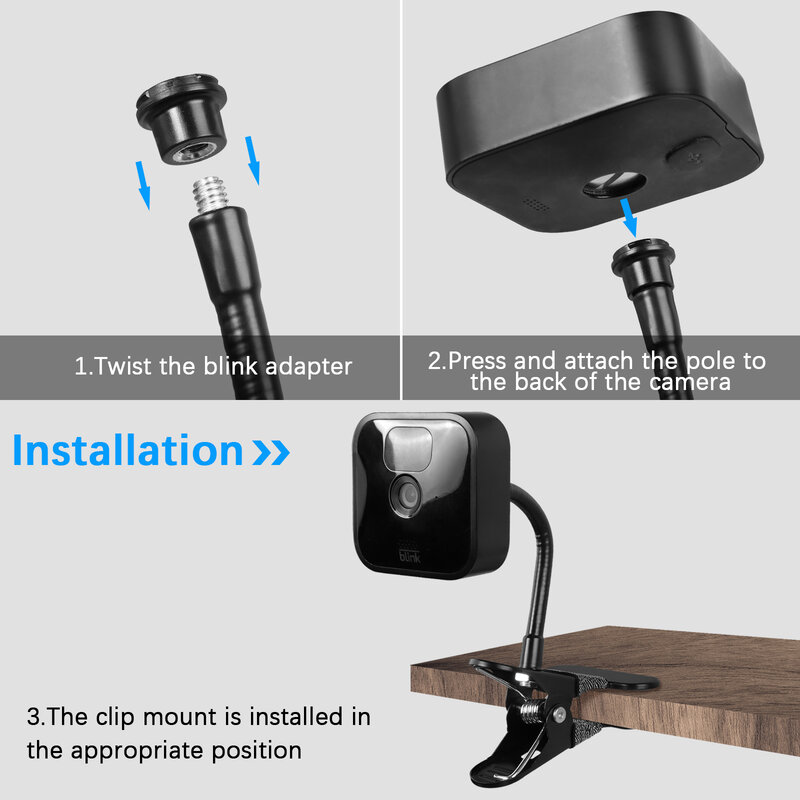 Flexible Clip Clamp Mount For Blink Camera Serise Blink XT/XT2,Blink Outdoor,Blink Mini ,Clip to Crib Cot Shelves or Furniture