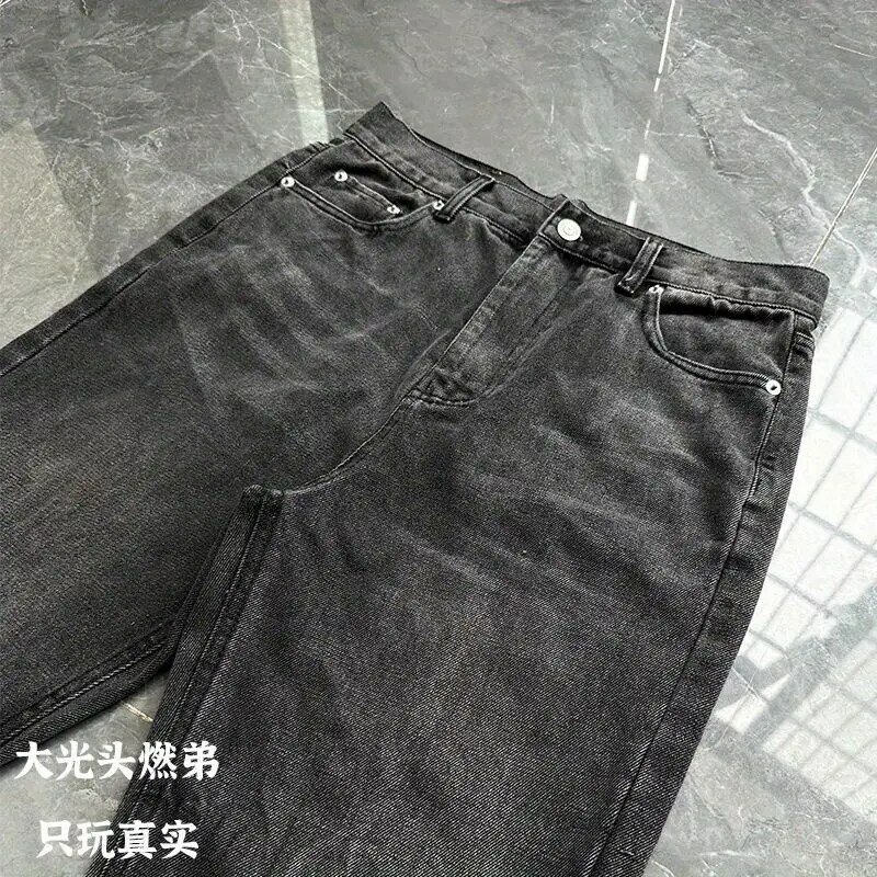 Spring Washing Distressed Black Gray Hole Jeans Men High Street Street Casual Slightly Mopping the Floor Fashion Casual Pants