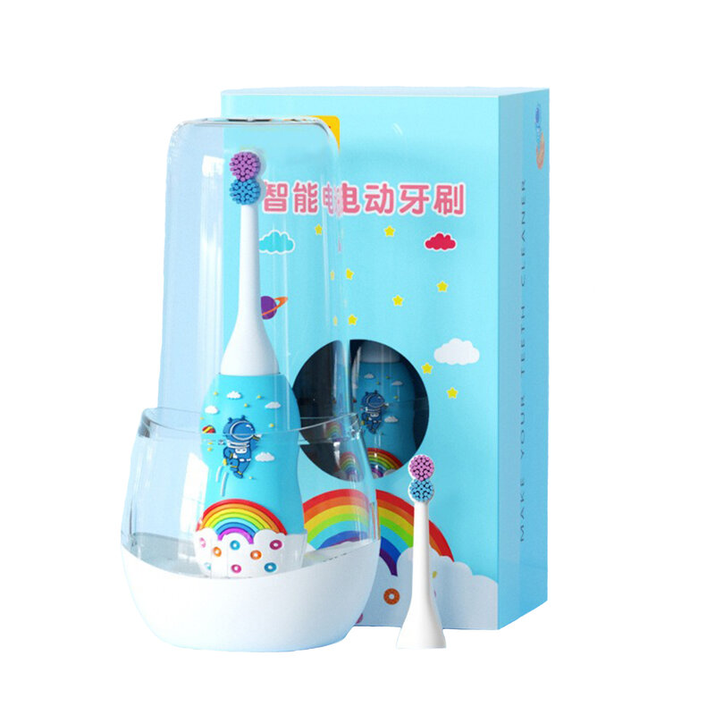 Children's Electric Toothbrush, Food Grade Soft Silicone Brush Head, 360 °Oral Cleaning Design, Suitable For 2-15 Years Old