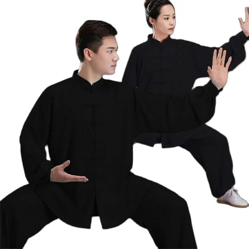 Uniforme Unisex Tai Chi Kung Fu Set Costume tradizionale cinese donna uomo a maniche lunghe Wushu abiti da ginnastica comodi e larghi