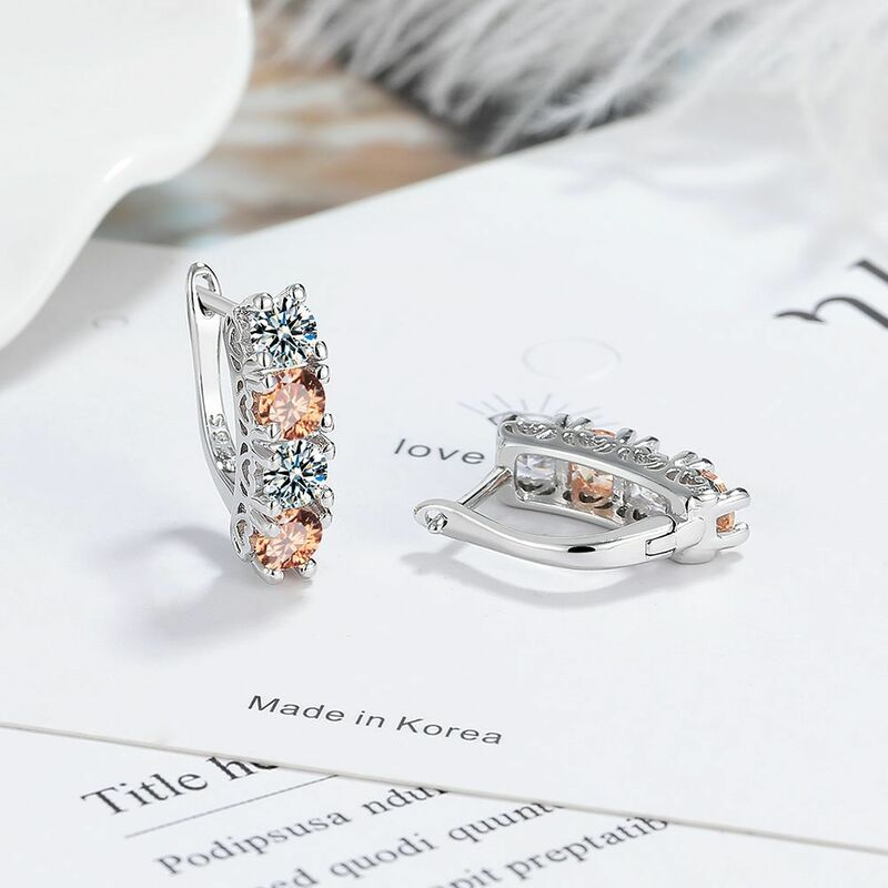 925 Sterling Silver Fashion Colorful Zircon Crystal Hoop Earrings for Women Female Jewelry Wedding Party Gift Aretes De Mujer