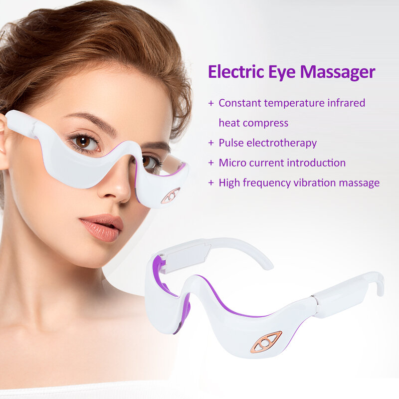 O dispositivo da beleza do olho do EMS, massageador do olho, vibração sônica clara vermelha, pele antienvelhecimento, cara aperta, compressa quente, remove círculos escuros