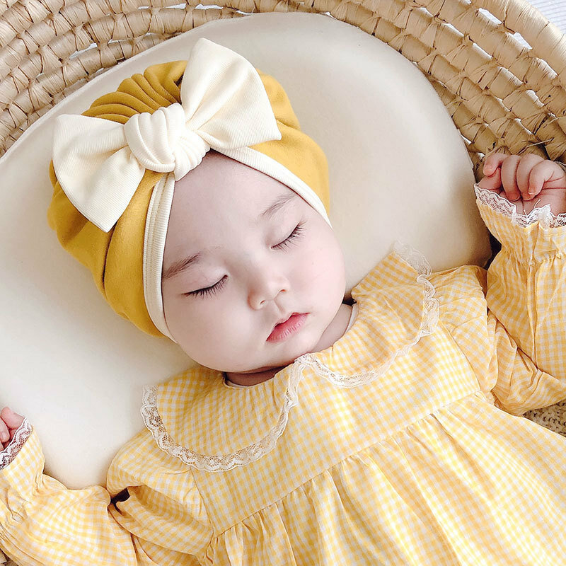 Baby Hat Spring and Autumn Baby Cute Bow Princess Female Baby Care Door Cotton Tire Hat