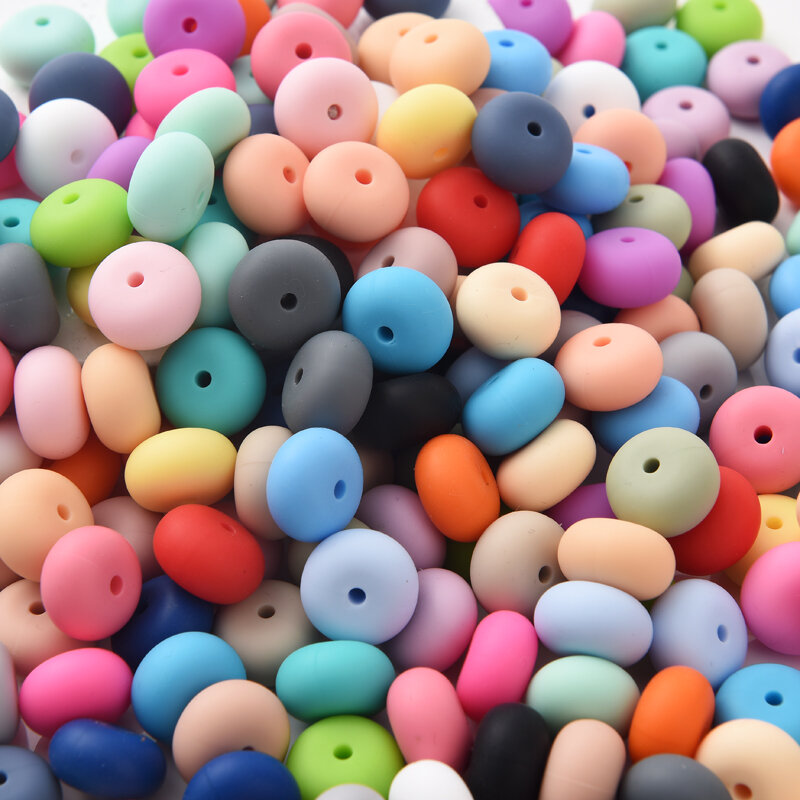 50Pcs Colorido Ábaco Mordedor Beads 14mm Food Grade Silicone Dentição Chew Beads DIY Bebê Chupeta Cadeia Pulseira Atacado