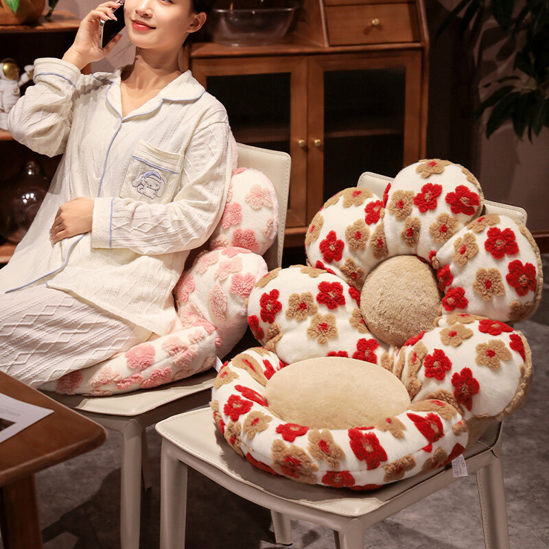 Simulation Cartoon Flower Seat Cushion Soft Plush Plant Pillow Kawaii Giant Coloful Petal Plushies Cushion for Girls Presents