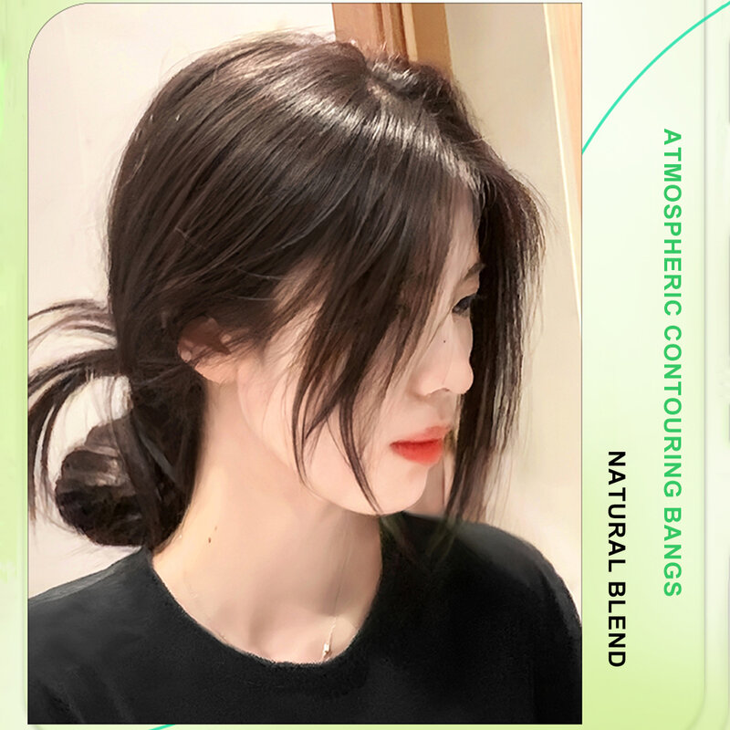 Flequillo de cabello humano Natural para mujer, flequillo lateral, parte media 3D, extensiones de Clip, postizos invisibles, cabello humano