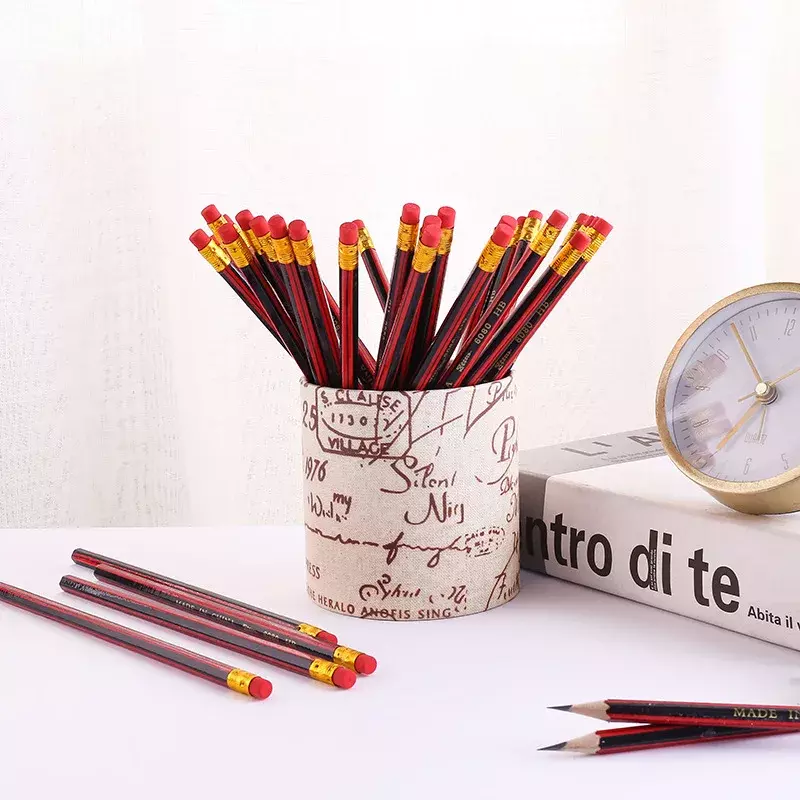Pensil sketsa siswa, penuntun kayu pensil HB dengan penghapus anak-anak menggambar pensil sekolah kantor alat tulis