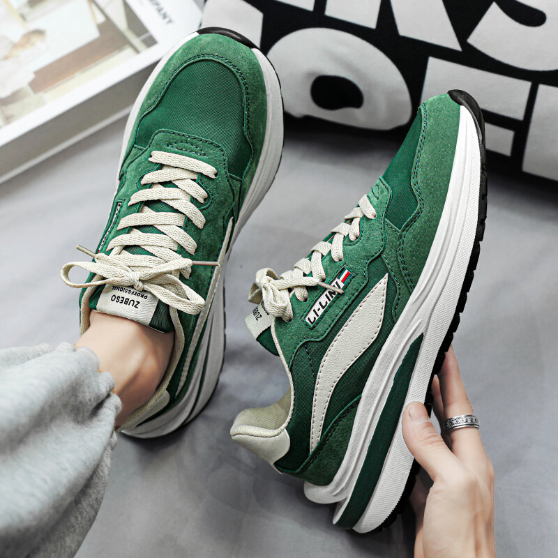 Брендовые стильные мужские Зеленые кроссовки, популярные дизайнерские замшевые повседневные кроссовки, мужская обувь для тренировок, легкая спортивная обувь на платформе для мужчин