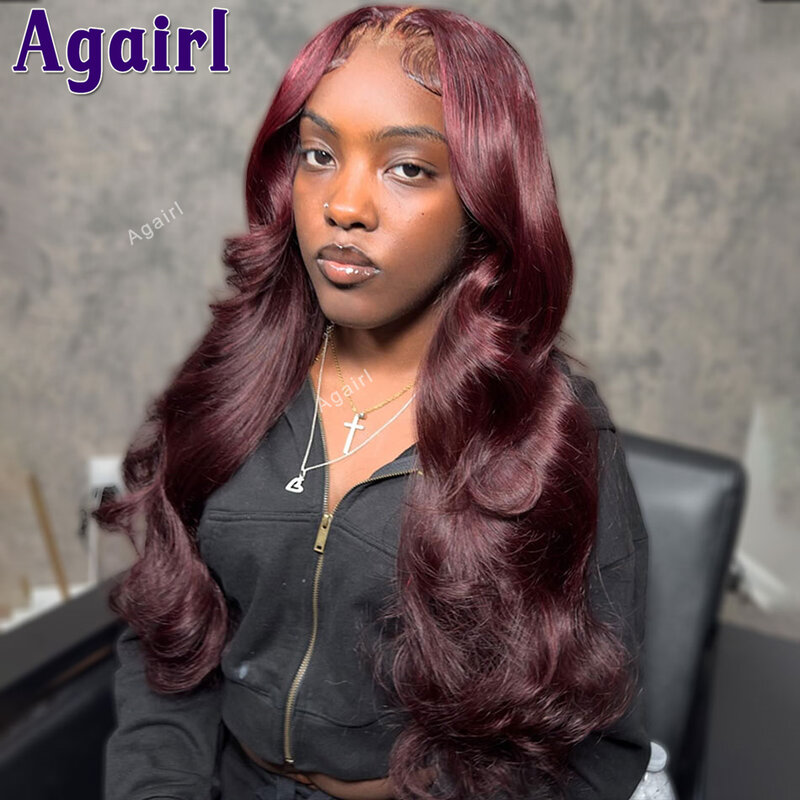 Dark Red 99J Glueless 6x4 Lace Closure Wavy Human Hair Wigs Burgundy Pre Plucked 13x4 13x6 Body Wave Lace Frontal Wig PrePlucked