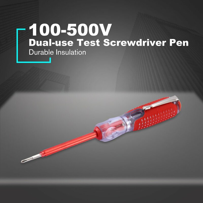 Nuovo 100-500V a doppio uso penna di prova cacciavite durevole isolamento elettricista casa strumento di prova matita Tester elettrico cromato penna strumento
