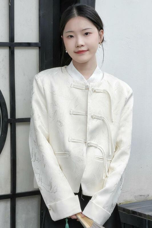 Chaqueta corta de Jacquard para mujer, traje pequeño con botones de estilo chino, Chaqueta corta de alta calidad, primavera 2024