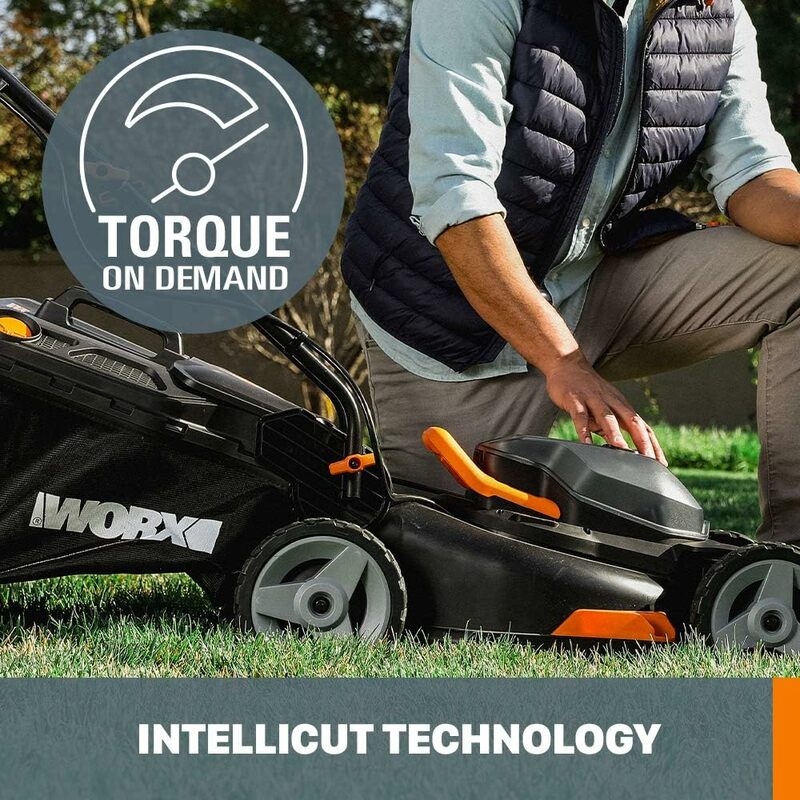 Worx 40V 17" Cordless Lawn Mower for Small Yards, 2-in-1 Battery Lawn Mower Cuts Quiet, Compact & Lightweight Push Lawn