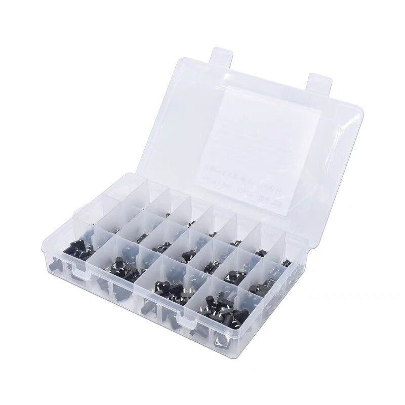 20 Models 250pcs 6*6mm 12*12mm 4 foot Tact Switch Tactile Push Button Switch Kit DIP 4P micro switch 12x12 Key switch