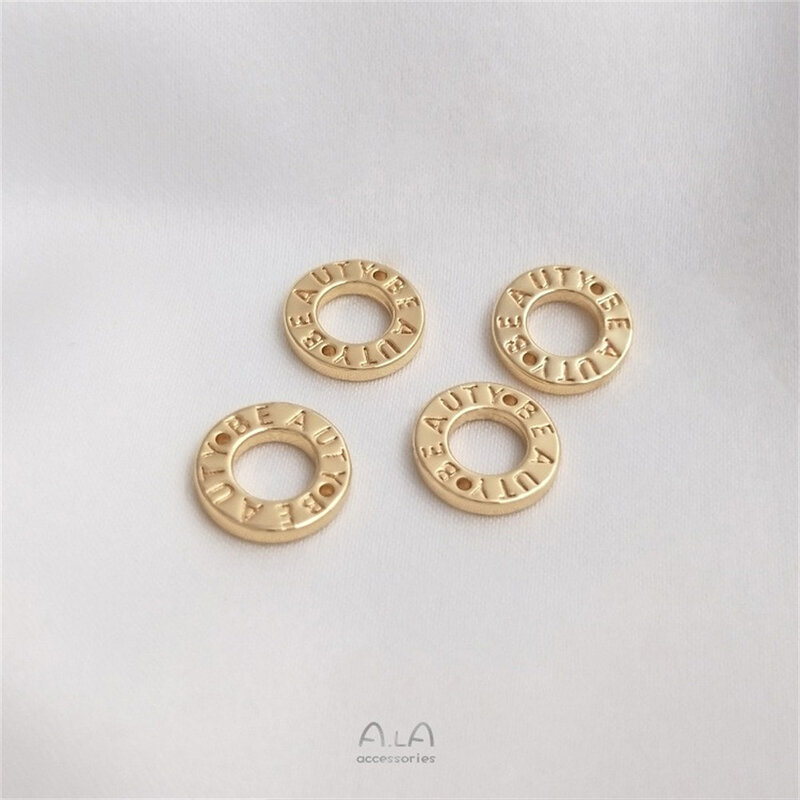 14K emas amplop huruf donat cincin lubang ganda aksesoris DIY gelang perhiasan koneksi liontin bahan buatan tangan K174