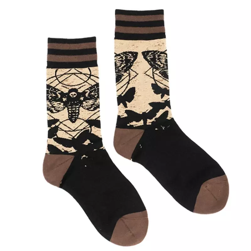 Gothic Vintage Irregular AB Style Unisex Crew Socks Couple Women Men Cotton Street Fashion Creative Stockings Socks Gifts Bulk
