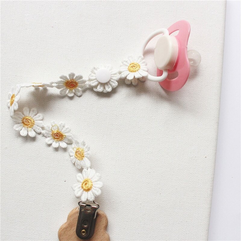 HUYU Baby Pacifier Clip Small Lace Newborn Kids Infant Toddler Nipple Soother for Home Indoor Outdoor Anti Lost Cartoon
