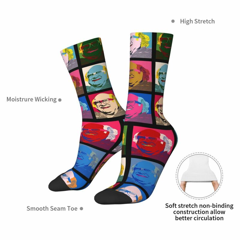Danny Devito Pop Art Socken Harajuku Schweiß absorbierende Strümpfe die ganze Saison lang Socken Zubehör für Männer Frau Geschenke