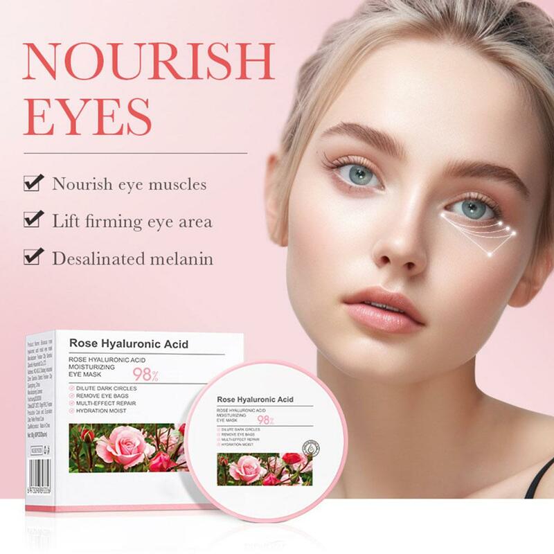 Masker Mata asam hialuronat mawar Anti Keriput, 60 buah masker mata asam hialuronat untuk perawatan mata dan lingkaran hitam