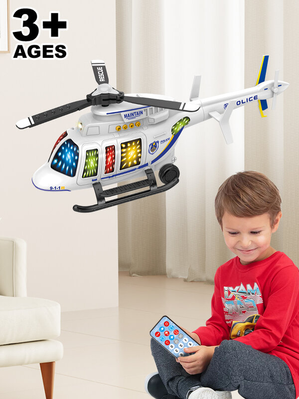 Elicottero telecomandato giocattoli per bambini con luci elica musicale rotazione di 360 gradi modello di aeroplano di simulazione elettrica