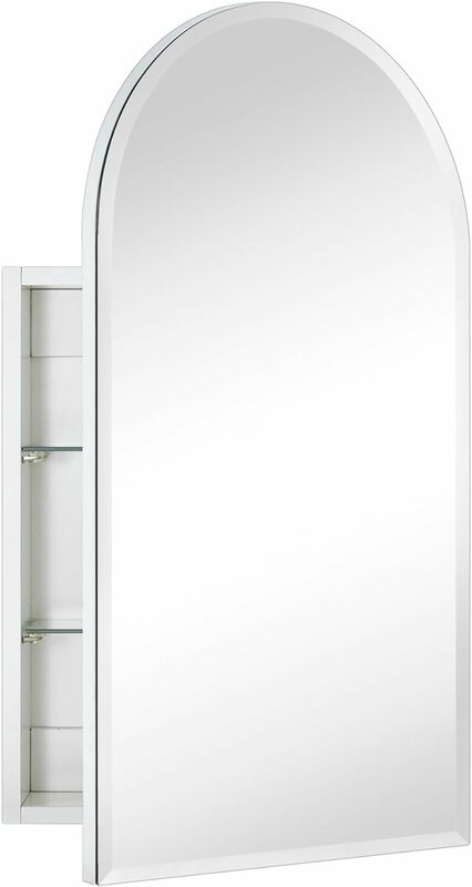 Weißer rahmenloser Bogen-Medizin schrank mit Spiegelaussparung und Aufputz schrank mit Spiegel für Badezimmer, 28 ''h x 16'' w