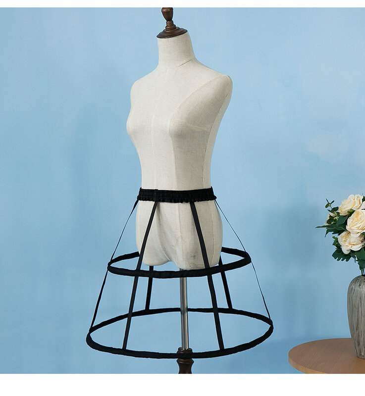 Lolita Bird Cage Cutout Crinoline Violent Fishbone Half-Length Slip Dress Adjustable Daily Tutu Skirt Cosplay Crinoline