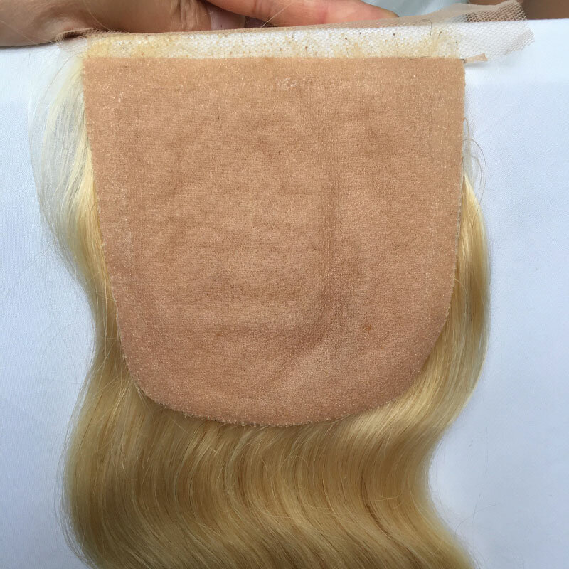 Seiden basis verschluss brasilia nisches Remy-Haar 4x4 Zoll bis Seiden basis Frauen Topper gerade und Körper welle blond # Farbe