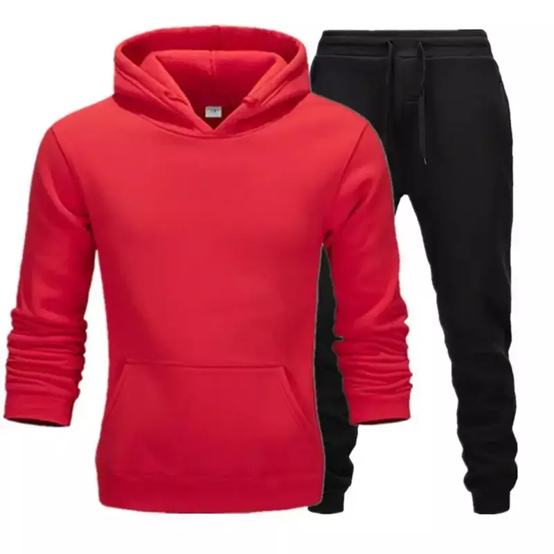 Set Sweater trendi pria dan wanita, setelan Sweater bulu berkerudung warna Solid kasual pas musim semi dan gugur 2023
