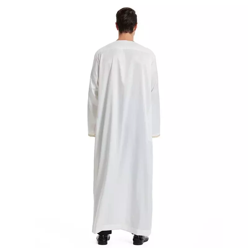 New Islamic Muslim Men Clothing Loose Jubba Thobe Abaya Front Zipper Musulmane Homme Caftan Maxi Robes Pakistan Arabia Dress