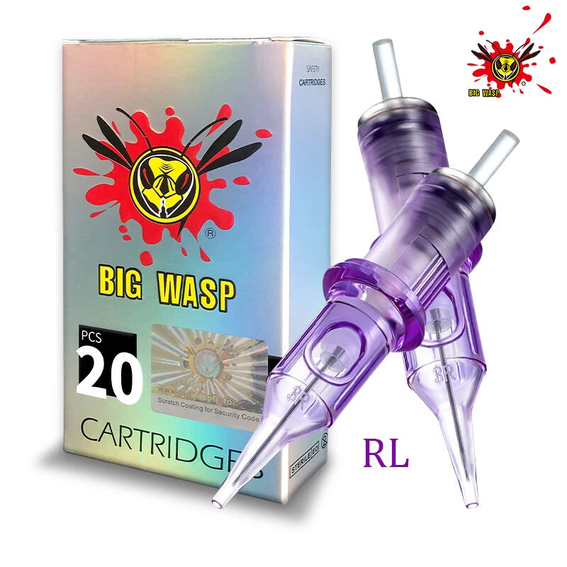 BIGWASP タトゥーカートリッジ針紫 RL 針カートリッジタトゥー用品滅菌タトゥー針 dor 美容と健康