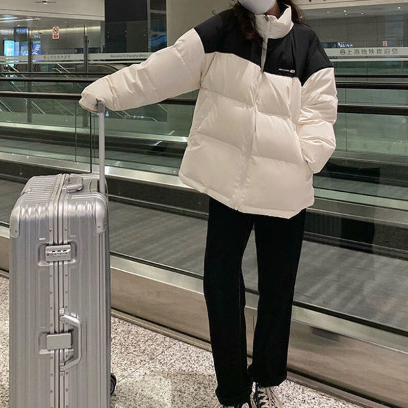 Femminile nuovo allentato caldo Streetwear moda cappotto a bolle giacca invernale donna corto coreano sciolto impiombato colore contrasto vestiti di pane