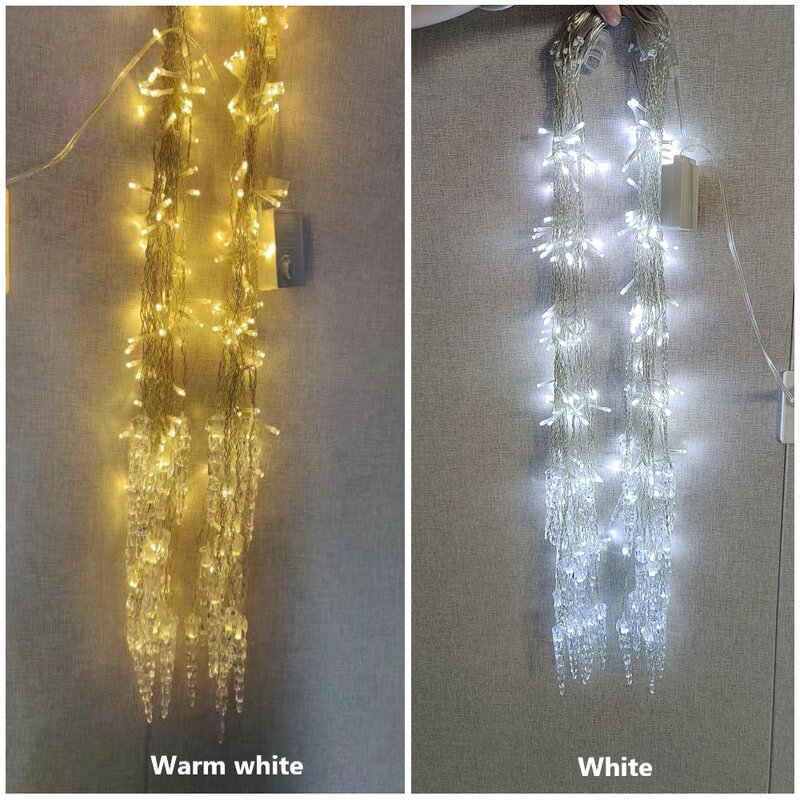 5M Droop Christmas Lighting LED Icicle Fairy Curtain Icicle Light Waterfall House New Year Halloween Garden Terrace Decoration