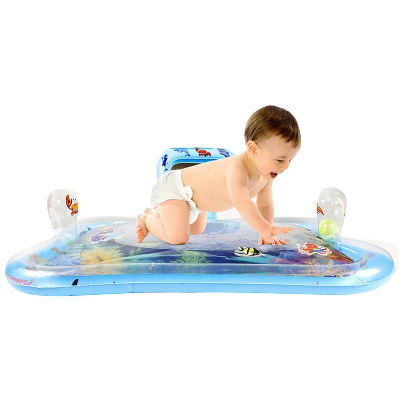 Inflável PVC Water Play Mat para bebês, espelho chocalho, campainha para meninos e meninas, esteira de água para bebês