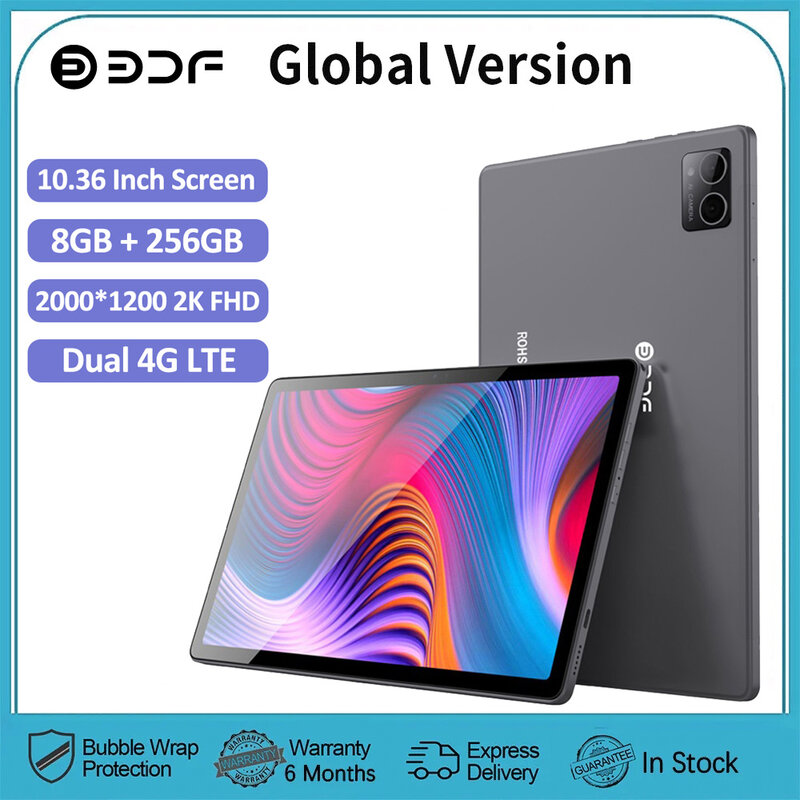 Tablet PC Dual LTE Versão Global, Android Octa Core, 2K FHD Display, 5G WiFi, 8GB RAM, 256GB ROM, 4G LTE, 10. 8000mAh, 36 Polegada, Novo
