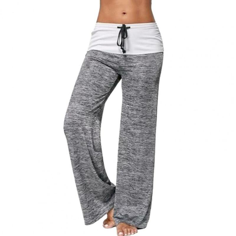 Leggings patchwork à jambes larges pour femmes, pantalon long, taille proche, wstring, pantalon élastique pour dames, vêtements de sport de yoga, mode