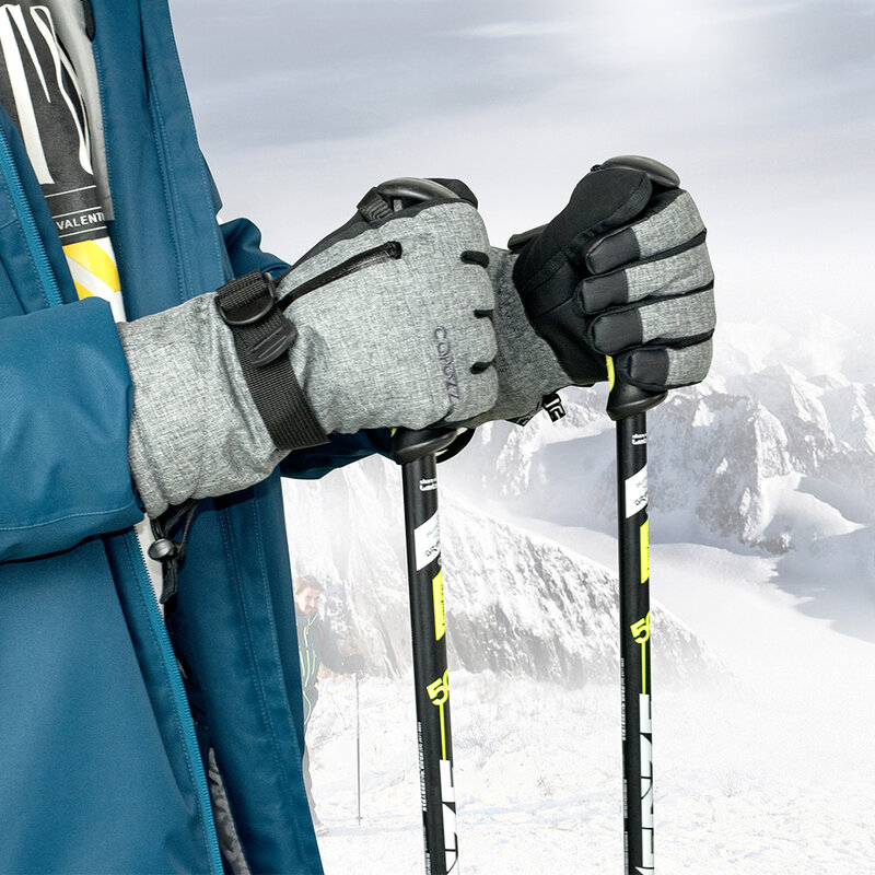 Лыжные перчатки унисекс COPOZZ, зимние водонепроницаемые термоперчатки для сенсорного экрана до-30 градусов