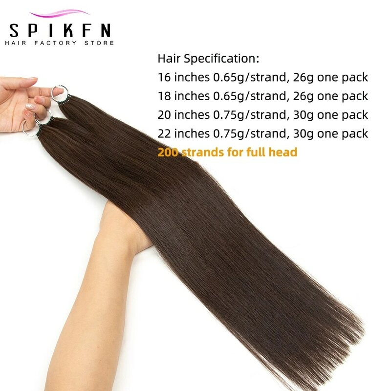 Mikro włosy z linii piór 16 "-24" naturalna maszyna Remy ludzkie włosy Invisivle ręcznie robione na drutach 40 pasm do salonu