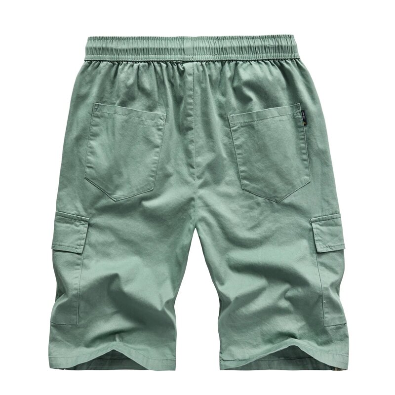 Pantalones cortos con estampado de camuflaje para hombre, Shorts de color sólido, holgados, con cordón, cintura elástica, moda de verano